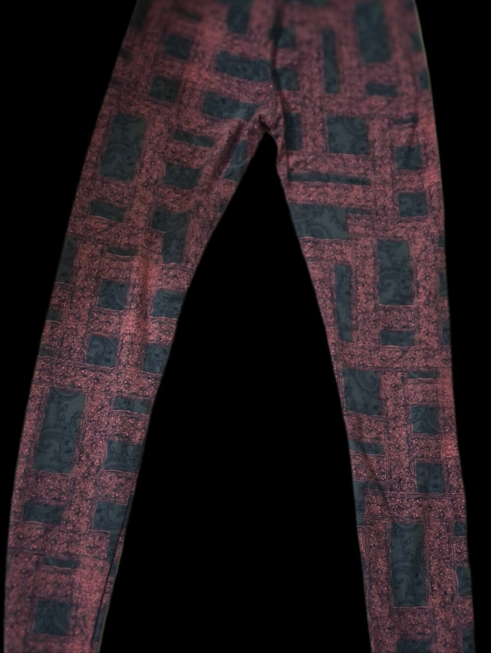 Womens Yoga Pants Maroon and Dark Teal Soft Material